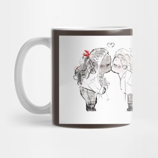 black and white kissy poo Mug